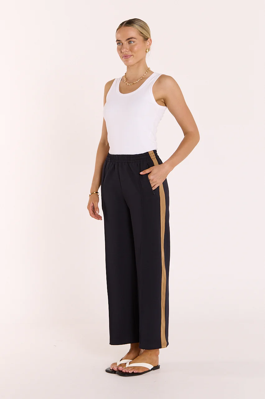 Noah Cropped Pant - Navy Camel Stripe - Image 5