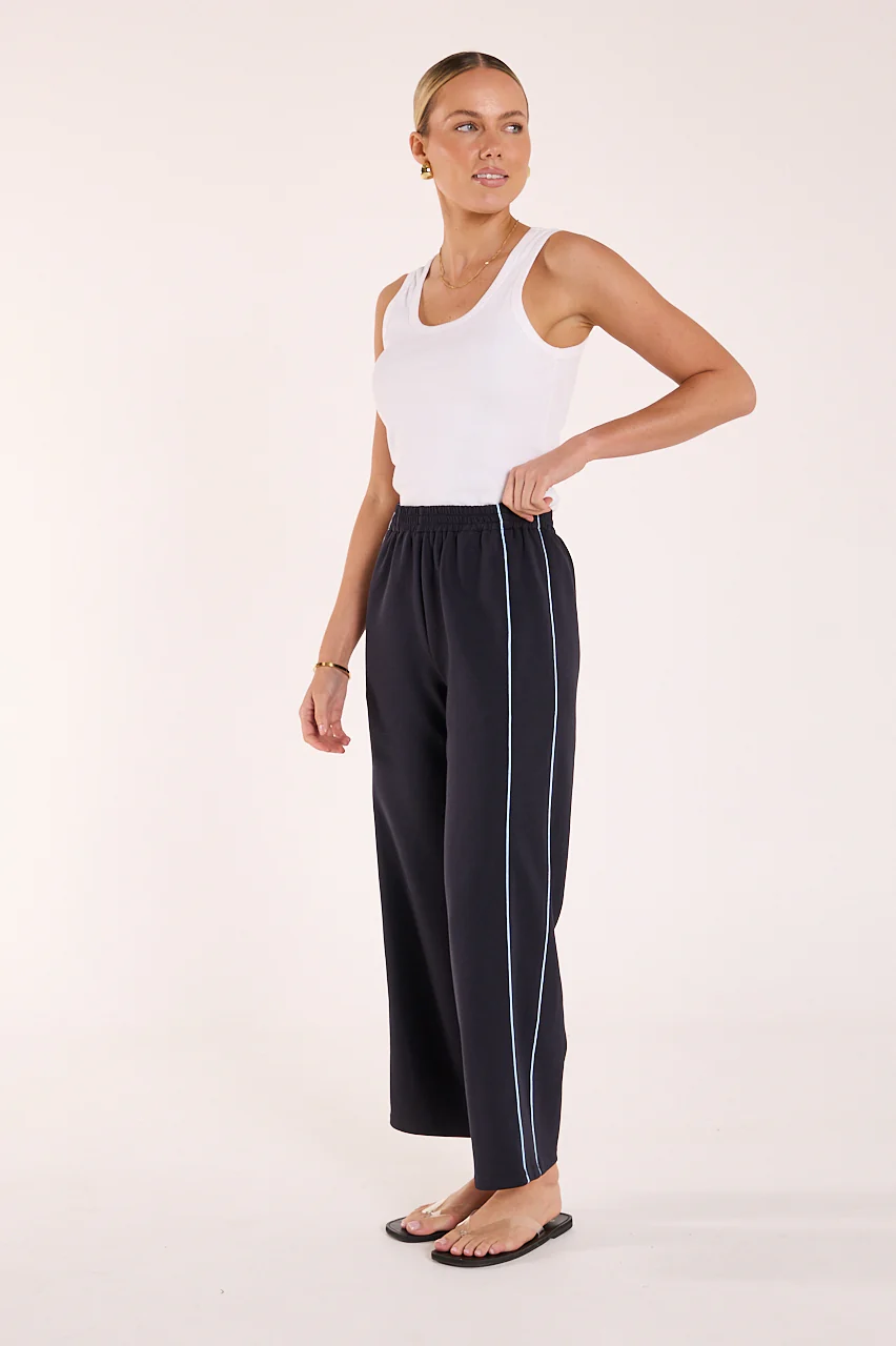 Noah Cropped Pant - Navy Powder Blue Piping - Image 5