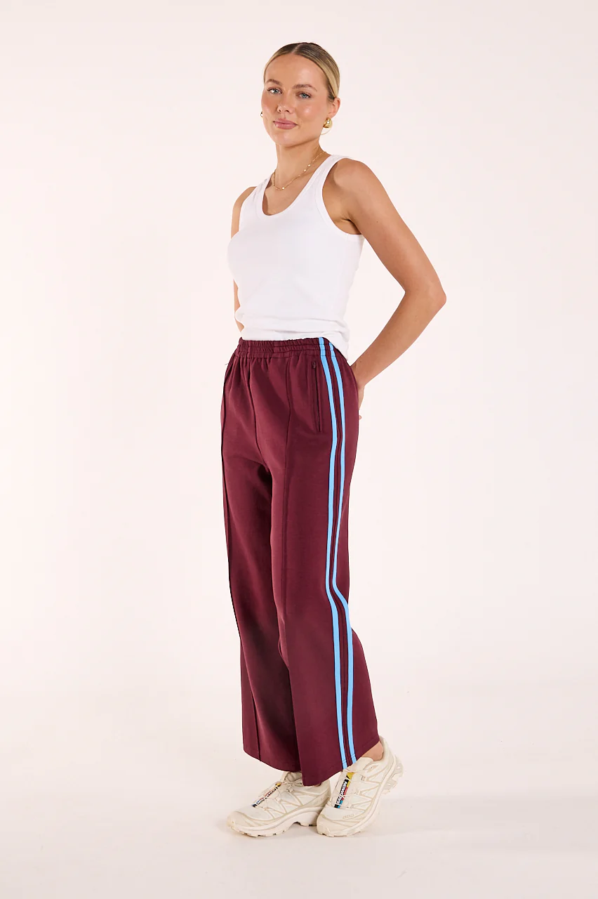 Noah Cropped Pant - Plum Blue Stripe