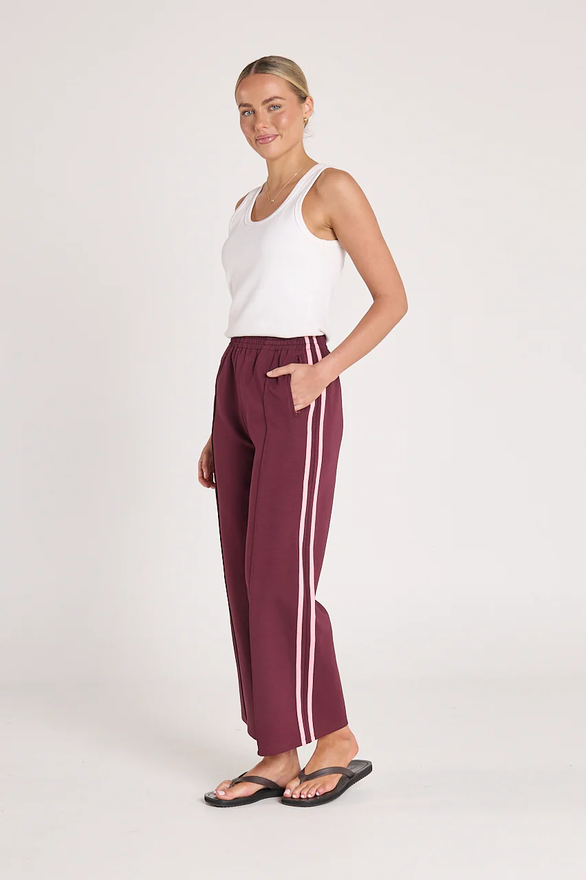 PRE-ORDER Noah Cropped Pant - Plum Pink Stripe - Image 4