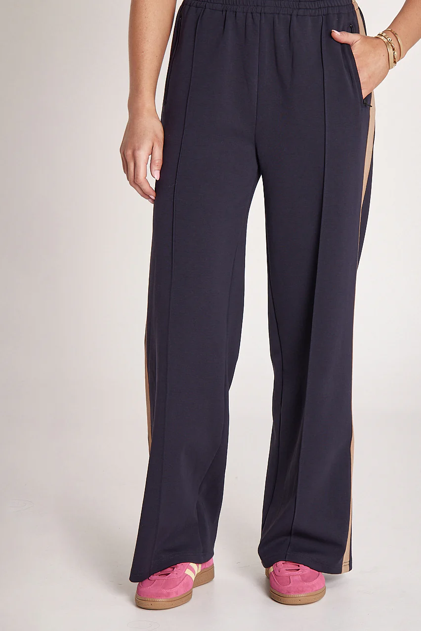 Noah Wide Pant - Navy Camel Stripe - Image 5