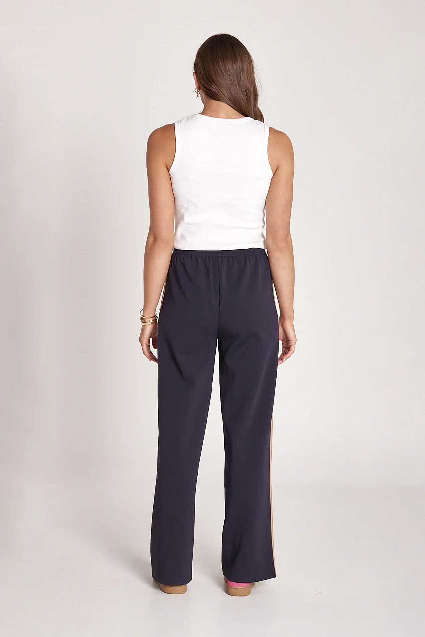 Noah Wide Pant - Navy Camel Stripe - Image 6