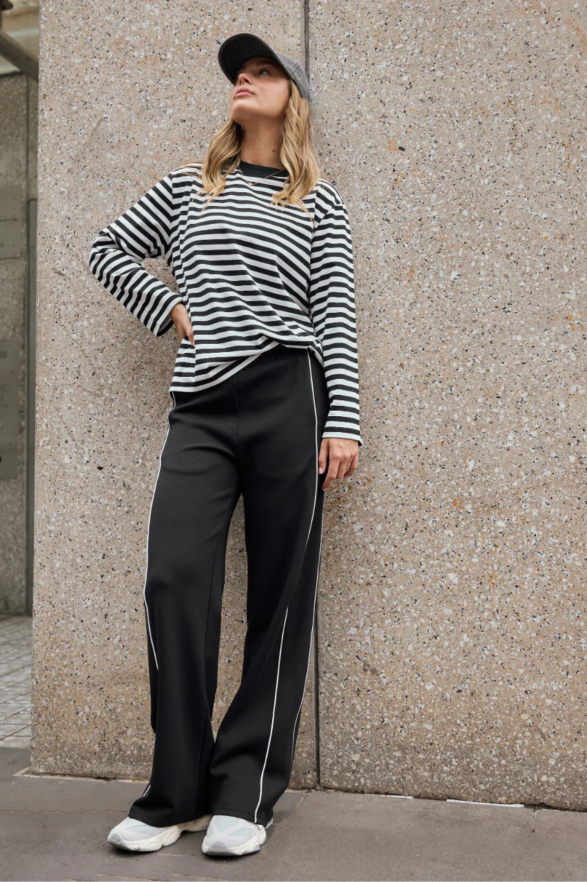 Noah Wide Pant - Black Piping - Image 4