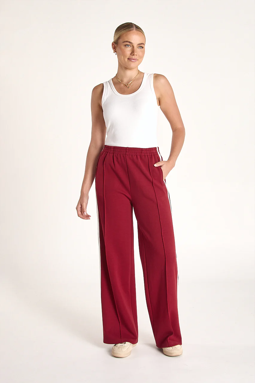 Noah Wide Pant - Burgundy Stripe