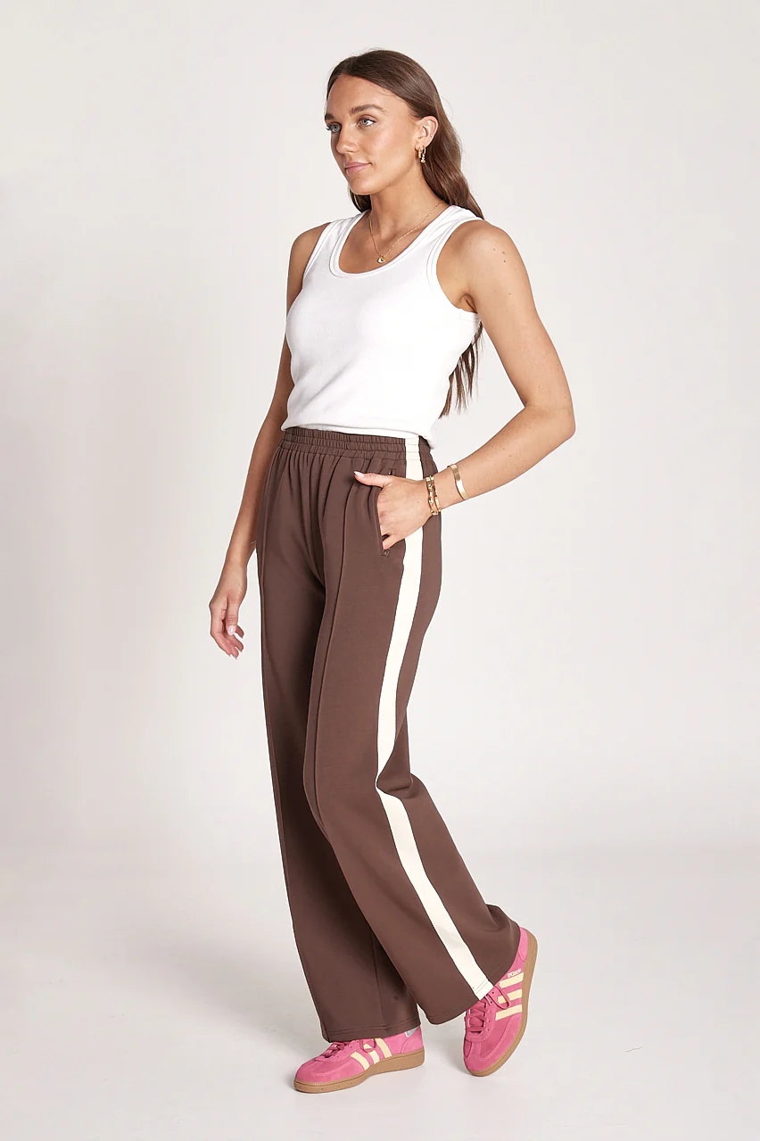 Noah Wide Pant - Chocolate Cream Stripe - Image 2