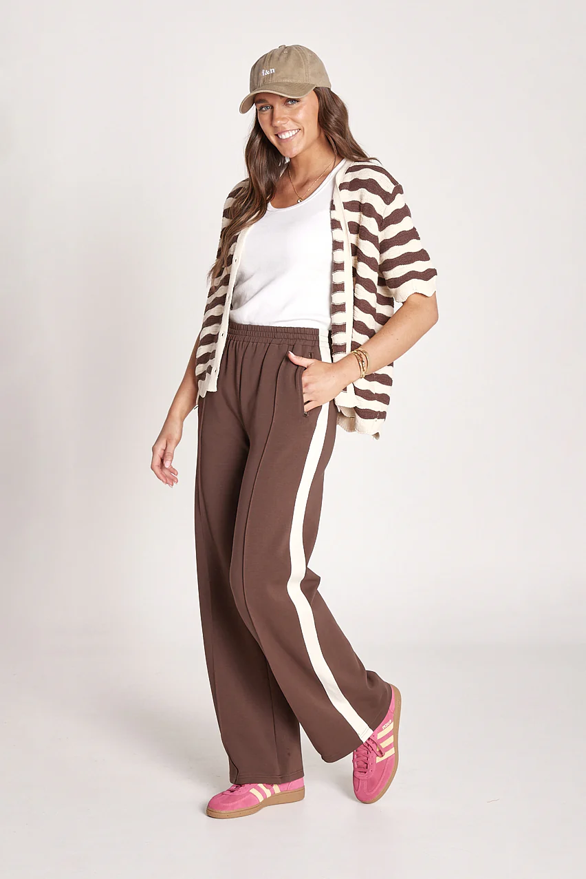 Noah Wide Pant - Chocolate Cream Stripe - Image 3