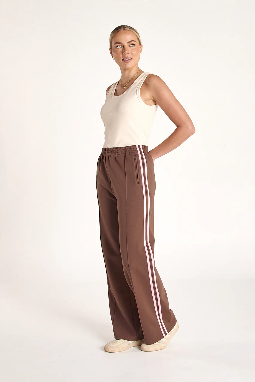 Noah Wide Pant - Chocolate Pink Stripe