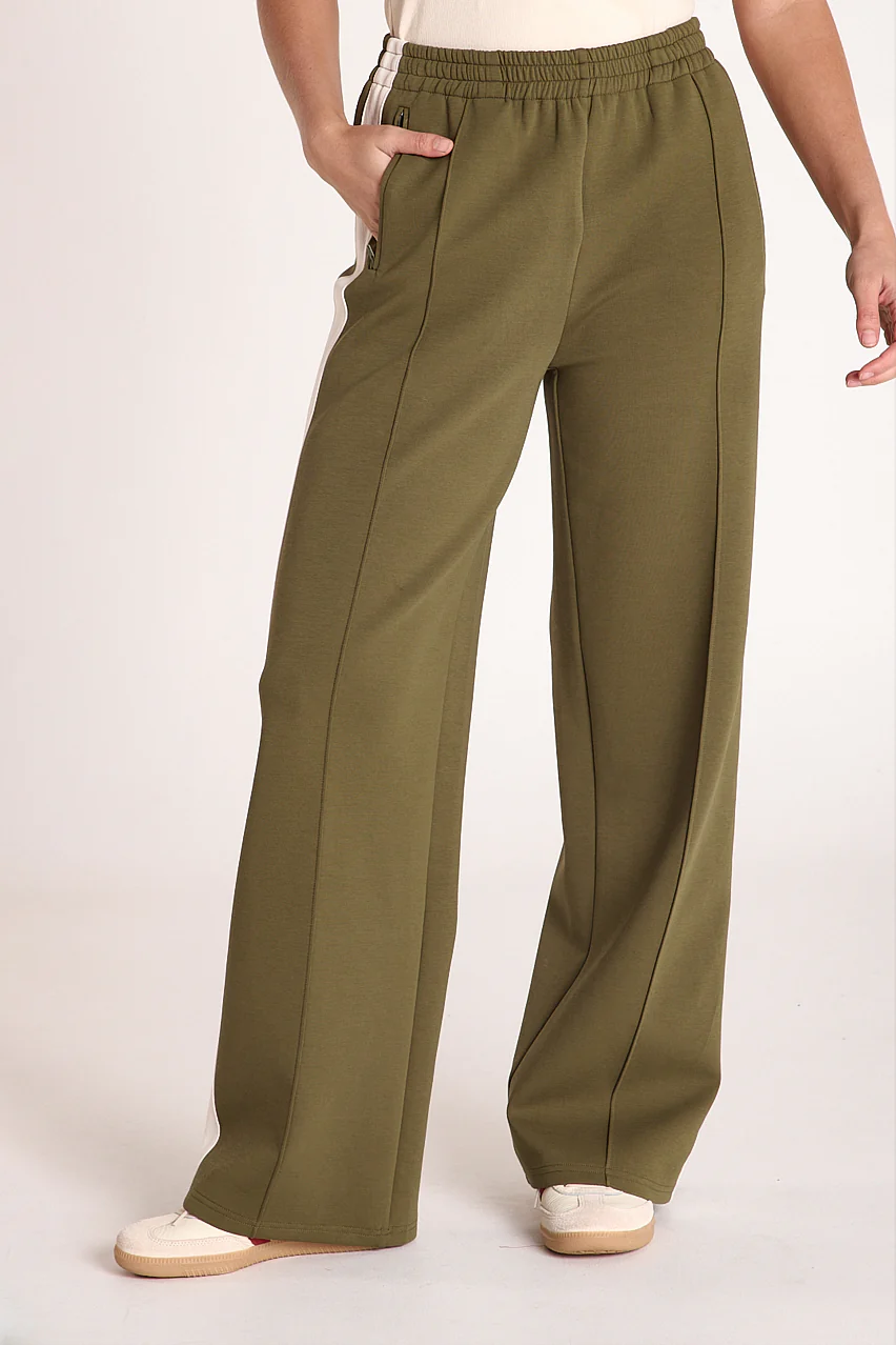 Noah Wide Pant - Khaki Cream Stripe - Image 3