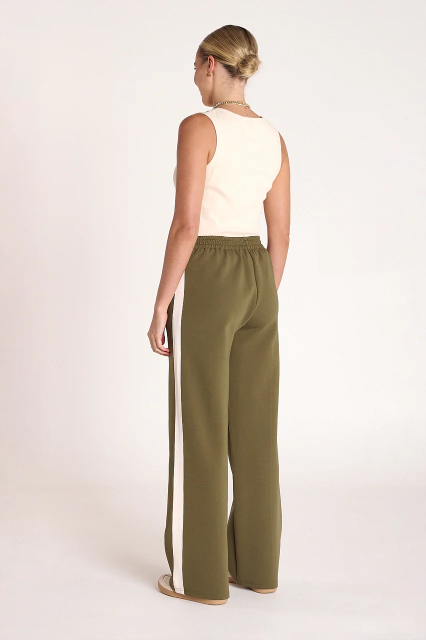 Noah Wide Pant - Khaki Cream Stripe - Image 5