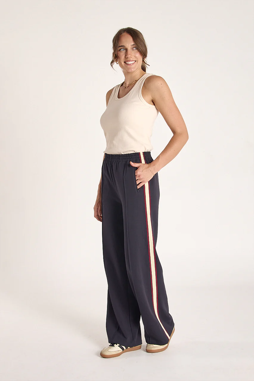 Noah Wide Pant - Navy Multi Stripe