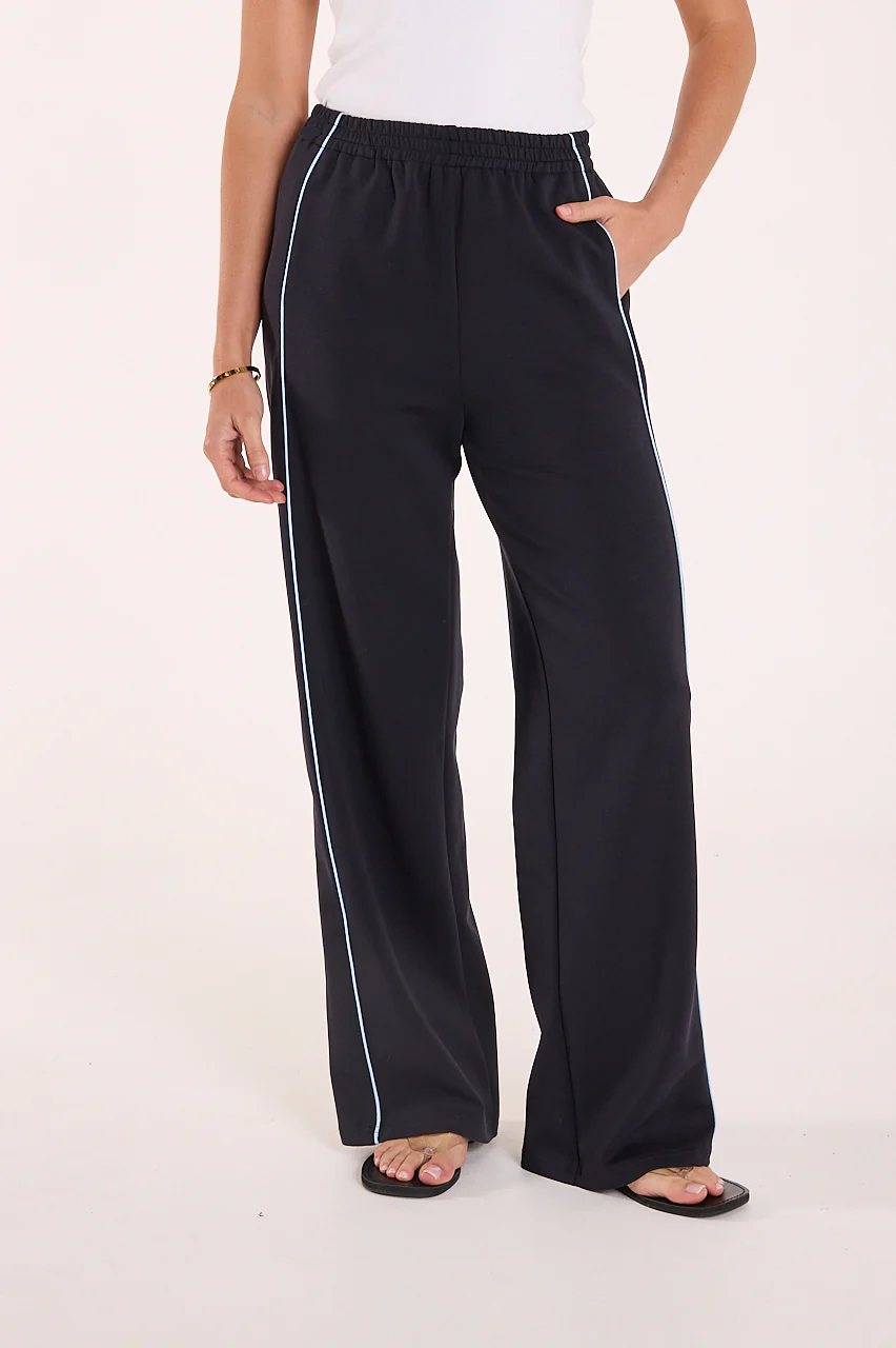 Noah Wide Pant - Navy Powder Blue Piping - Image 4