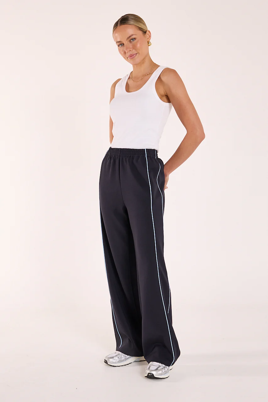 Noah Wide Pant - Navy Powder Blue Piping - Image 5