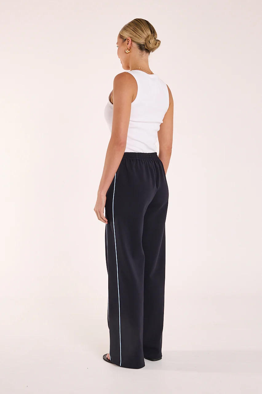 Noah Wide Pant - Navy Powder Blue Piping - Image 8