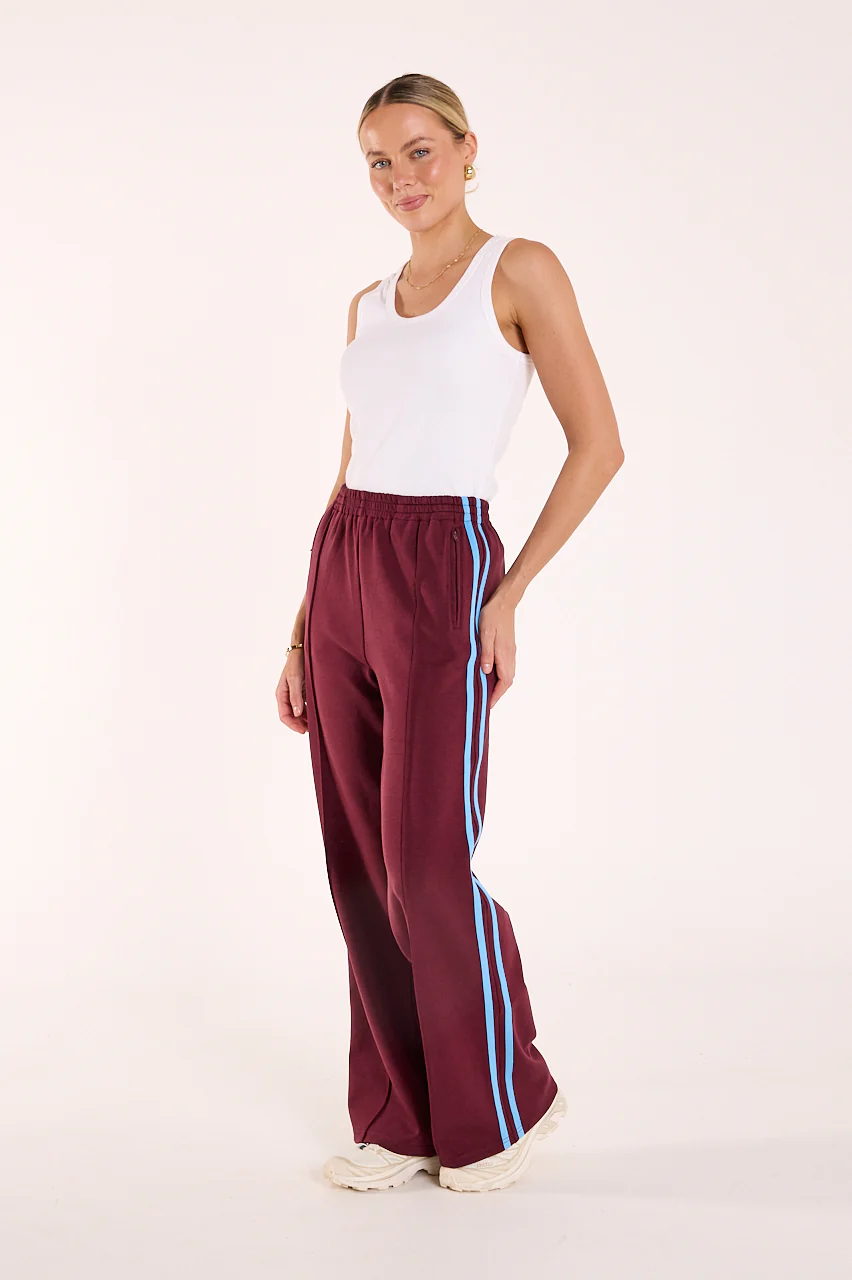 Noah Wide Pant - Plum Blue Stripe