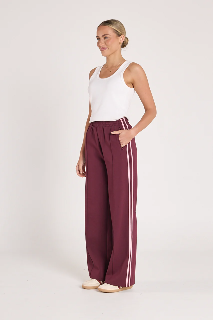 PRE-ORDER Noah Wide Pant - Pink Plum Stripe - Image 3