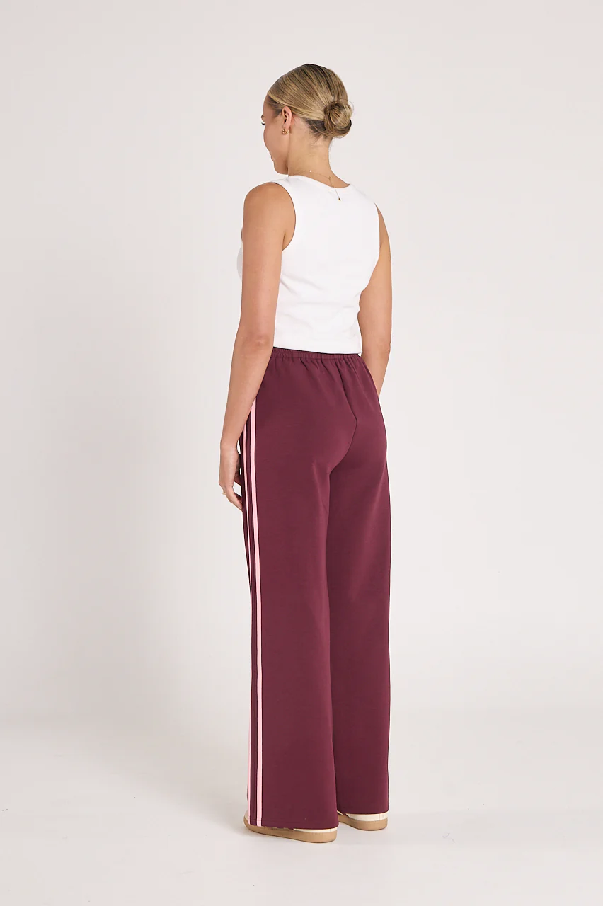 PRE-ORDER Noah Wide Pant - Pink Plum Stripe - Image 4