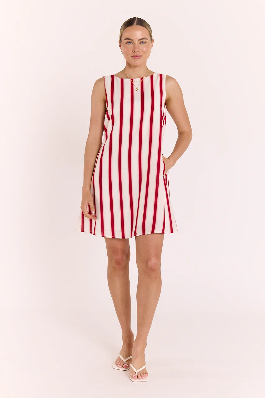 Nova Shift Dress - Red Stripe - Image 2