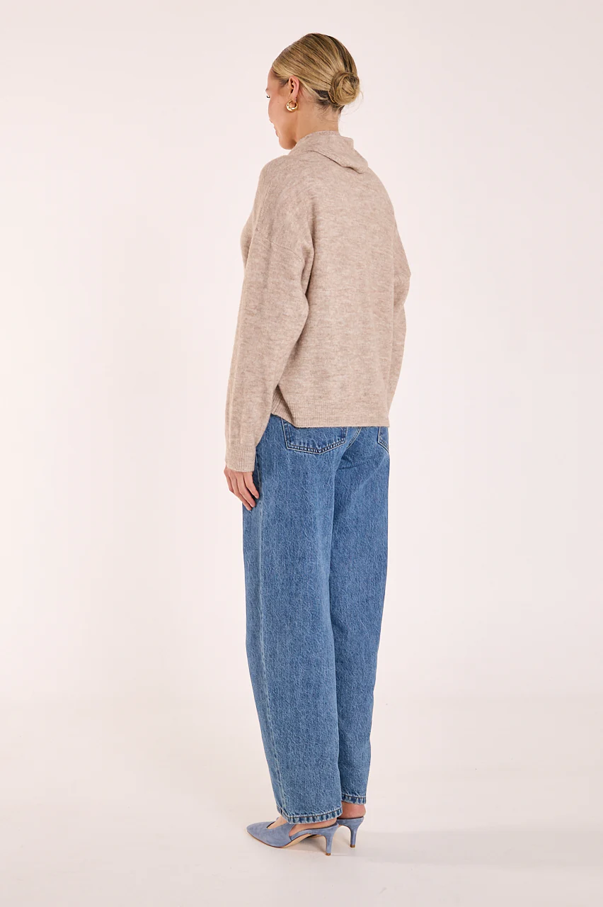 Olive Tie Neck Knit - Mocha Marle - Image 8
