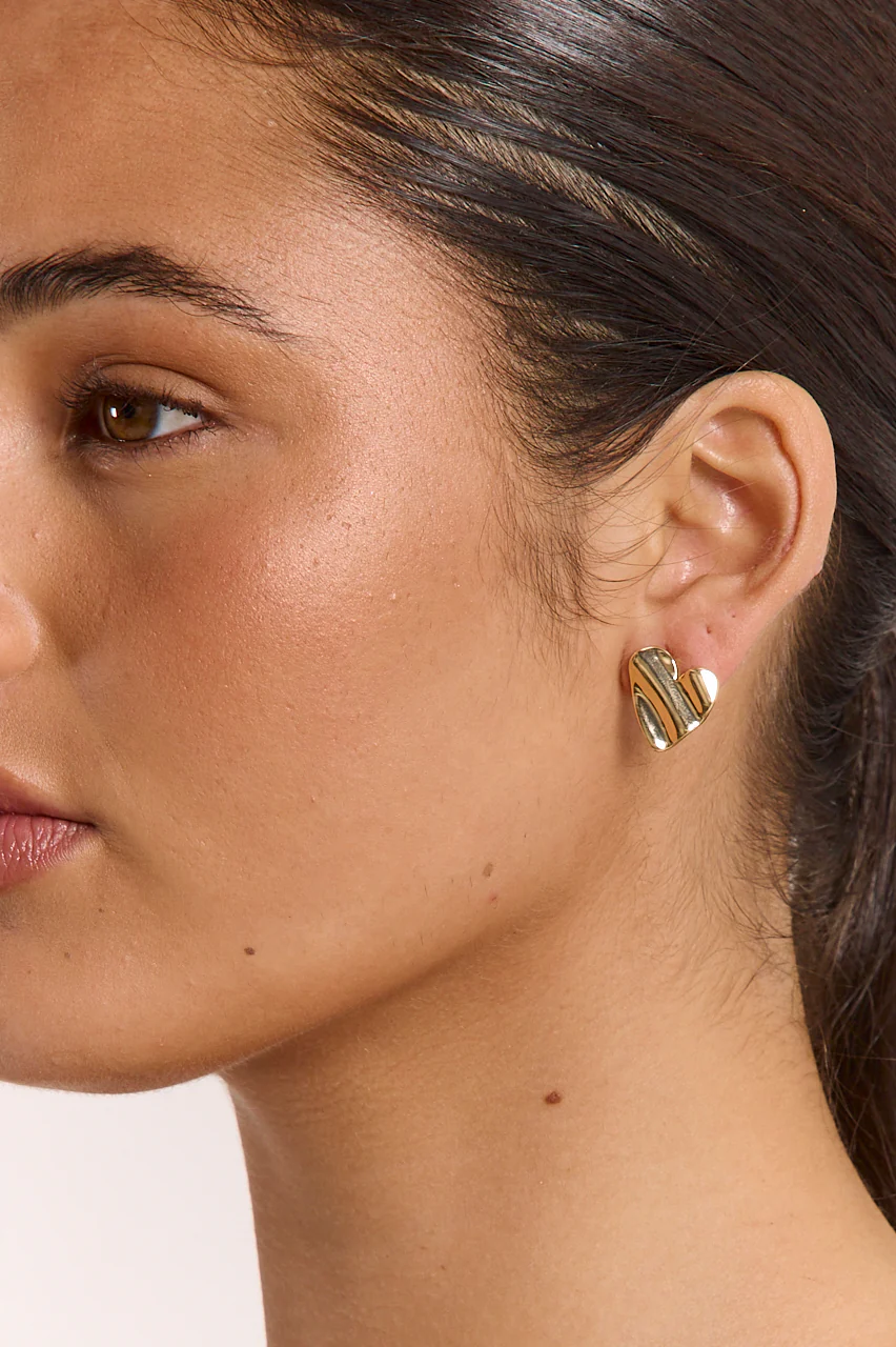 Olivia Heart Earrings - Gold - Image 4