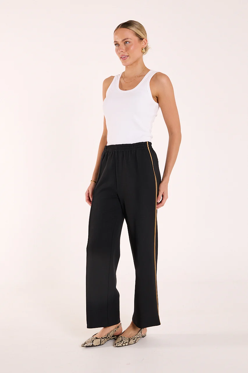 Rae Cropped Pant – Black Camel Stripe