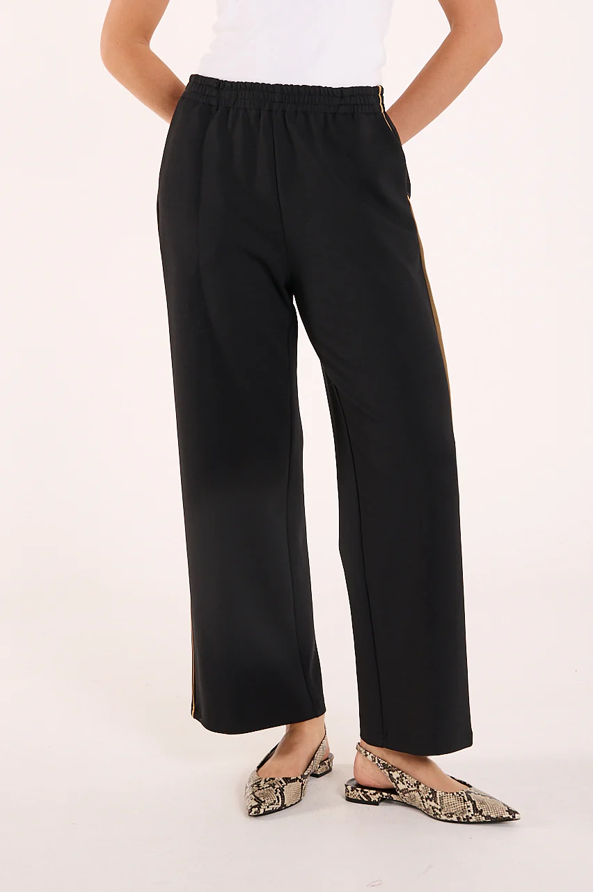 Rae Cropped Pant – Black Camel Stripe - Image 2