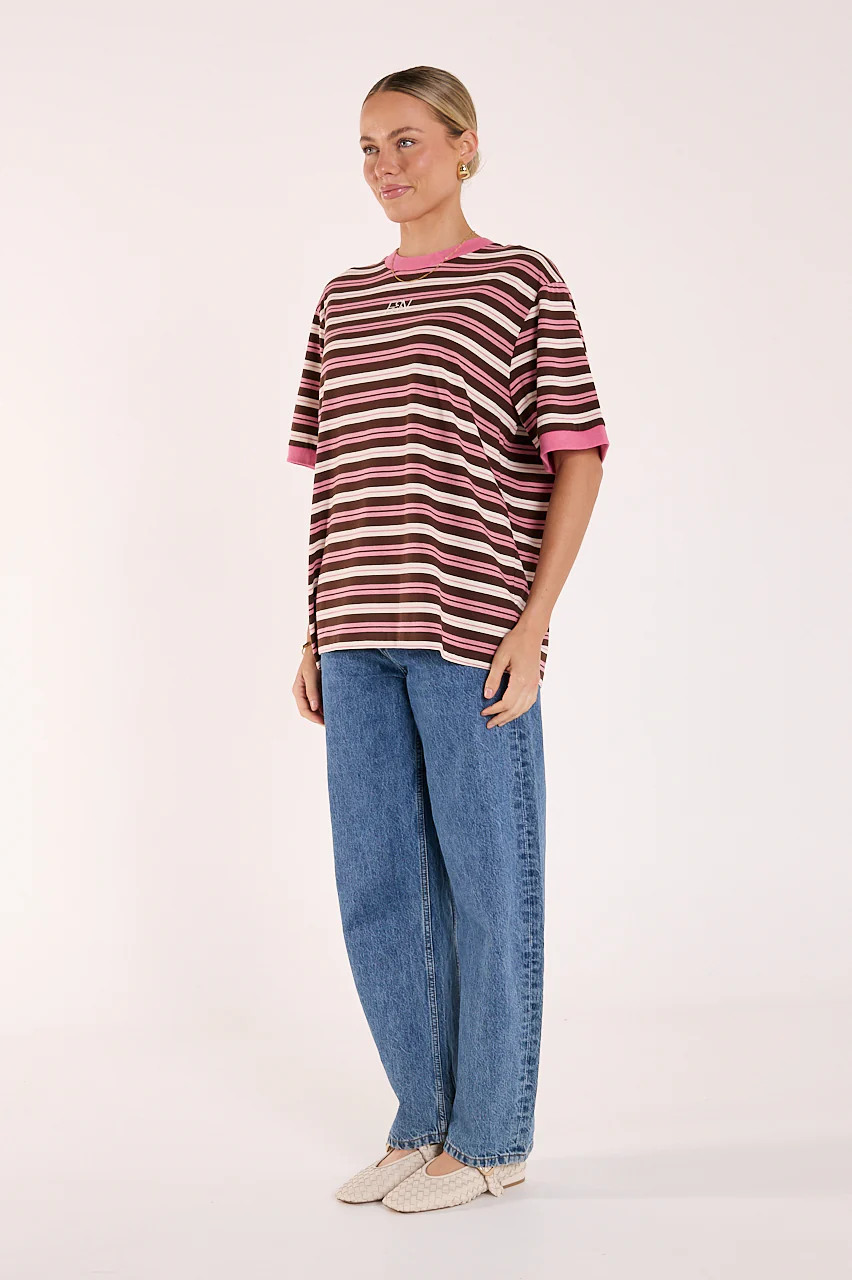 Ringer Stripe Tee - Musk Chocolate Stripe - Image 5