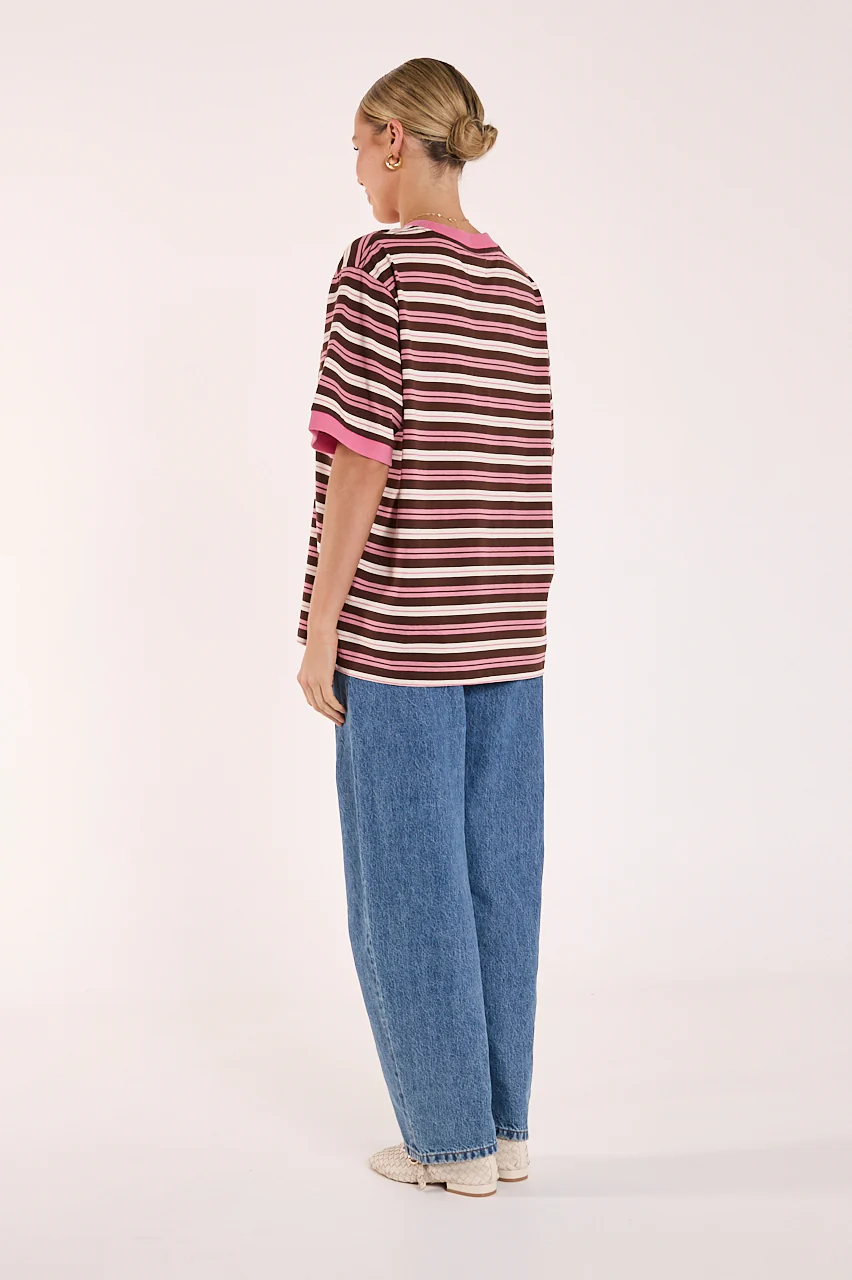 Ringer Stripe Tee - Musk Chocolate Stripe - Image 6