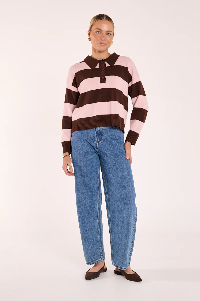 Stefi Knit - Chocolate Pink Stripe - Image 2