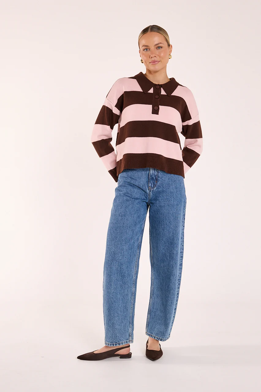 Stefi Knit - Chocolate Pink Stripe - Image 3