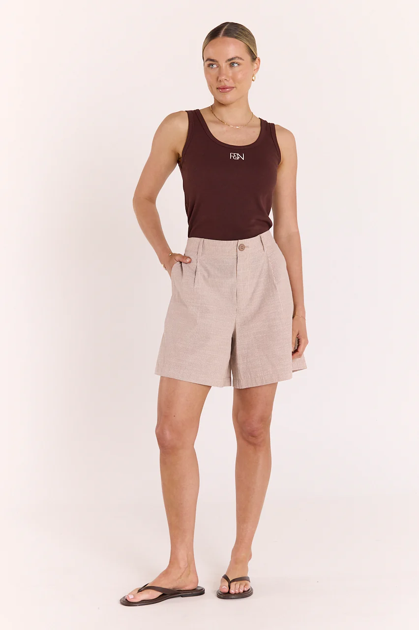 Tilly Short - Mocha Pinstripe - Image 4
