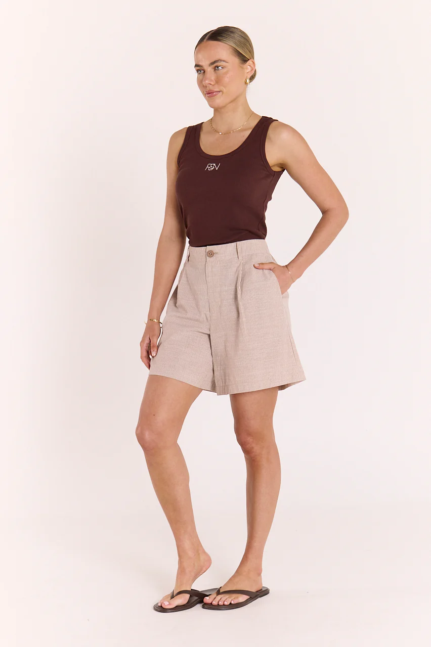 Tilly Short - Mocha Pinstripe - Image 5