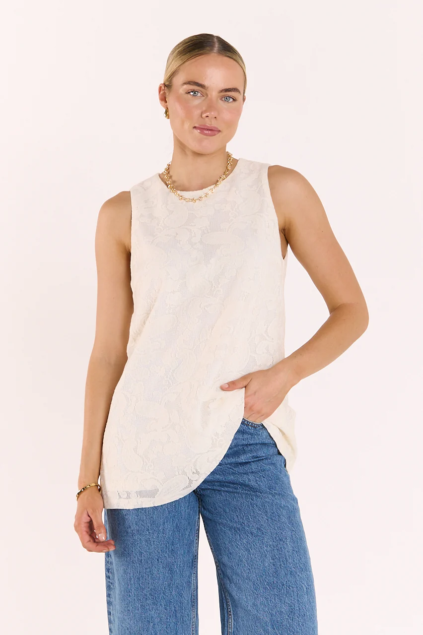 Valerie Tank - Cream Lace