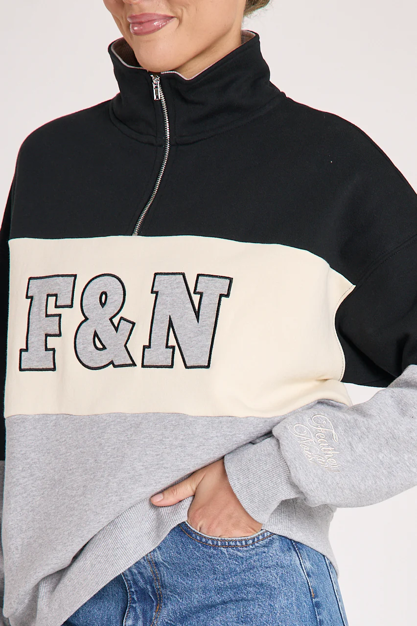 Varsity Logo Sweater - Black Grey Stripe - Image 2