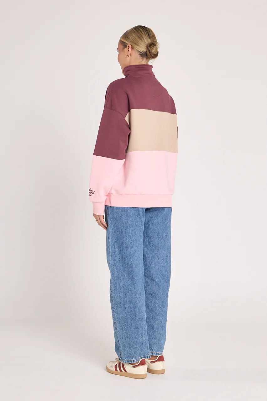 Varsity Logo Sweater - Pink Plum Stripe - Image 4