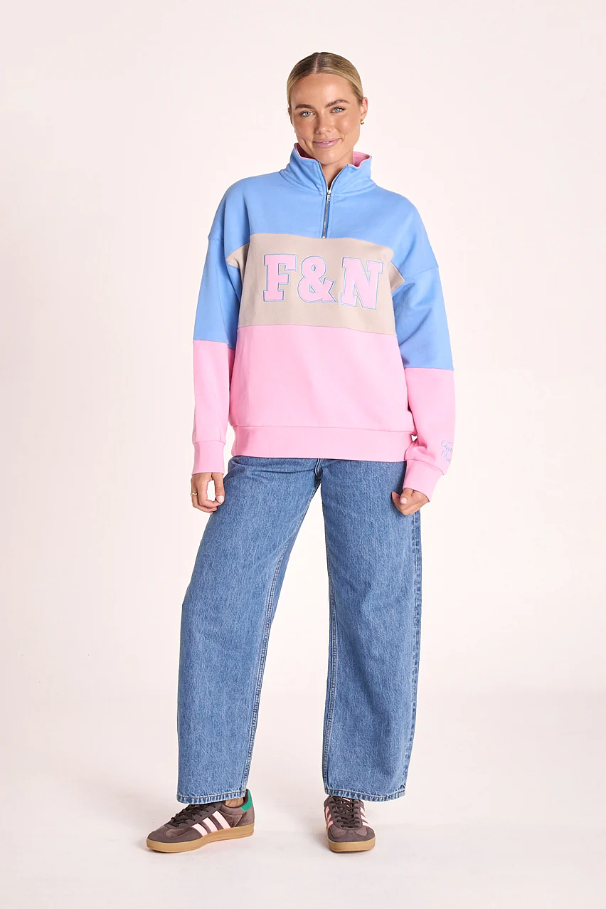 Varsity Logo Sweater - Pink Stripe - Image 3