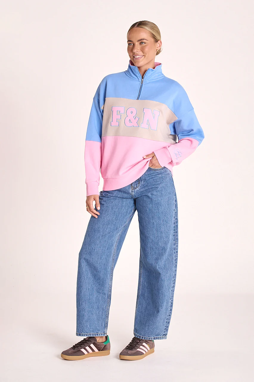 Varsity Logo Sweater - Pink Stripe - Image 8
