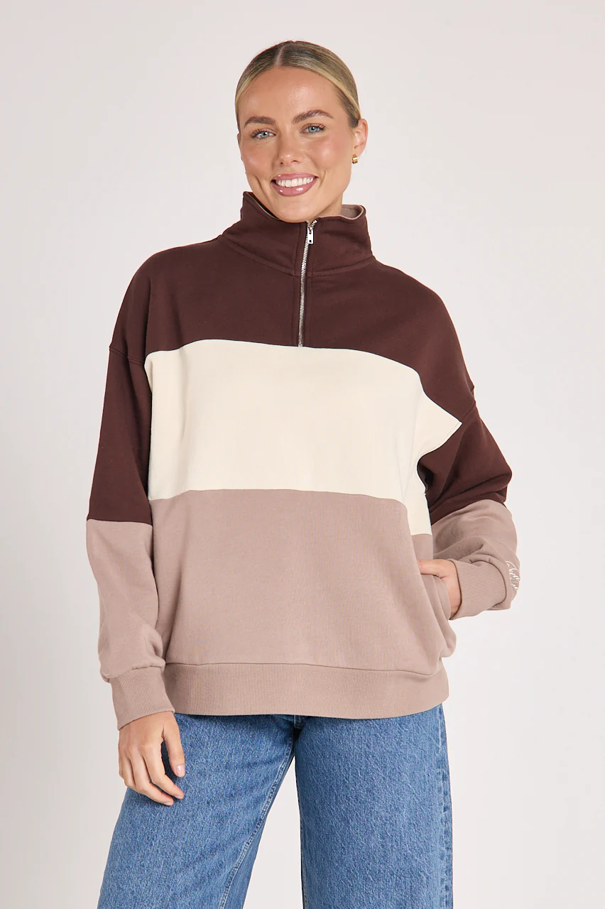 Varsity Sweater - Chocolate Mocha Stripe